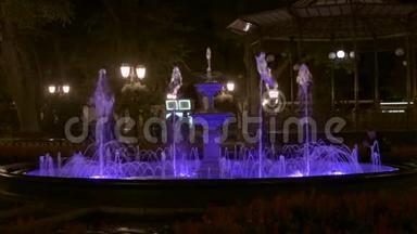 高清敖德萨喷泉夜间背光